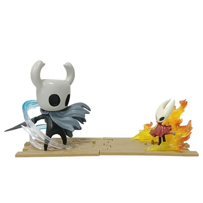 Set de figuras de El Caballero y Hornet en base de Hollow Knight