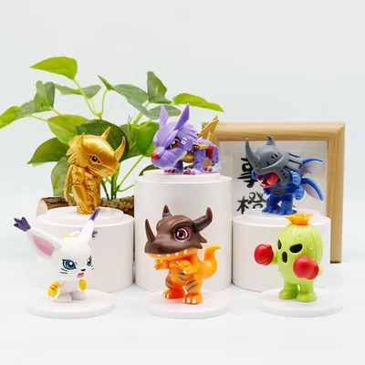 Set de 6 figuras Digimon primera generación con diseños coloridos y detallados