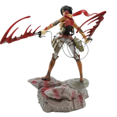 Estatuilla Mikasa Ackerman Attack on Titan con cables rojos