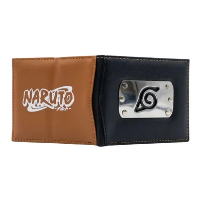 Billetera Naruto bicolor con símbolo Konoha metálico