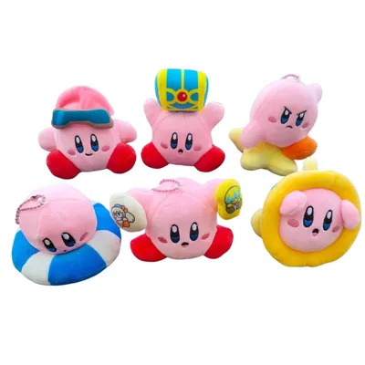 Seis llaveros peluche Kirby con diferentes poderes especiales