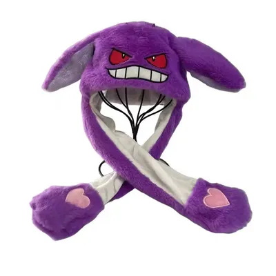 Gorro Gengar Pokémon peluche púrpura con orejas móviles