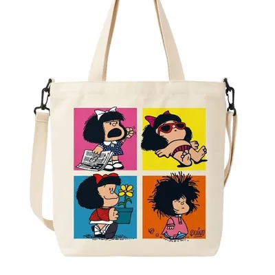 Totebag Mafalda con viñetas de colores brillantes