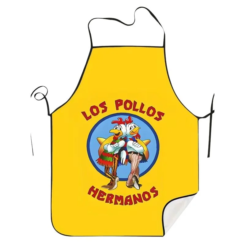 Delantal amarillo Los Pollos Hermanos con logotipo de los dos pollos