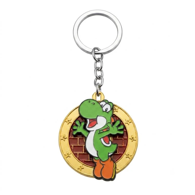 Llavero Yoshi giratorio medallón dorado Mario Bros.