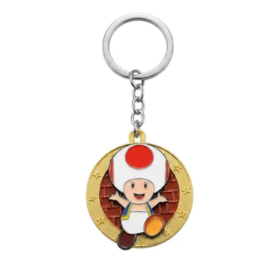 Llavero Toad giratorio Mario Bros con diseño dorado