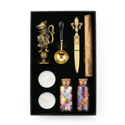 Set de sellos Harry Potter con pergamino y accesorios dorados