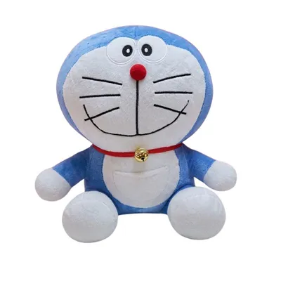 Peluche Doraemon azul con expresión sonriente