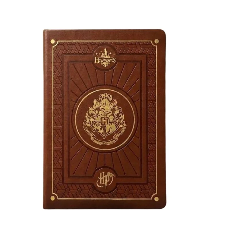 Cuaderno agenda Hogwarts Harry Potter con tapa dura marrón y detalles dorados
