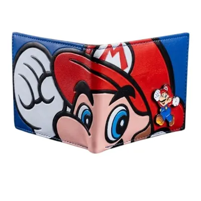 Billetera Super Mario Bros con rostro del personaje y gorro rojo