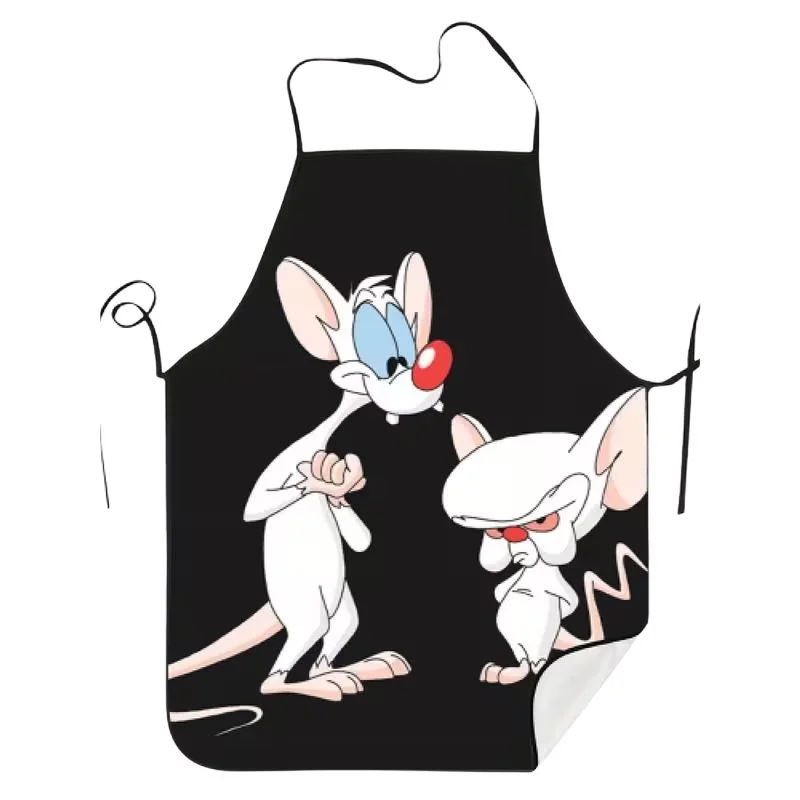 Delantal Pinky y Cerebro negro con ilustración de los personajes