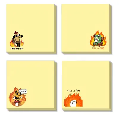Notas adhesivas This is Fine con diseños variados del meme del perro en llamas