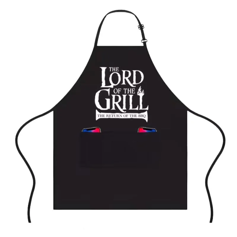 Delantal negro The Lord of the Grill con logo de Señor de los Anillos