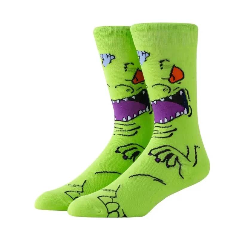Medias verdes Reptar Rugrats con dinosaurio sonriente