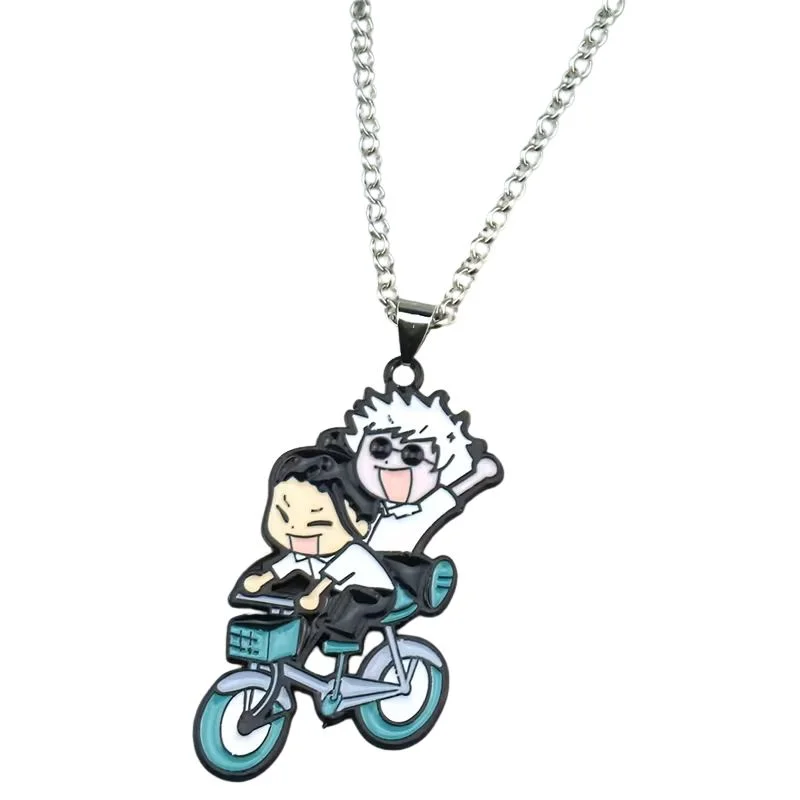 Collar Satoru Gojo y Suguru Geto en bicicleta Jujutsu Kaisen