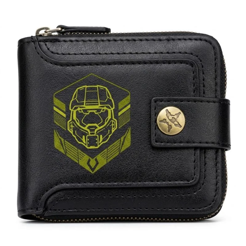 Billetera negra Maestro Jefe Halo con casco dorado