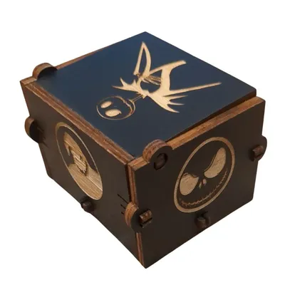 Caja musical Jack Skellington madera grabada El Extraño Mundo de Jack
