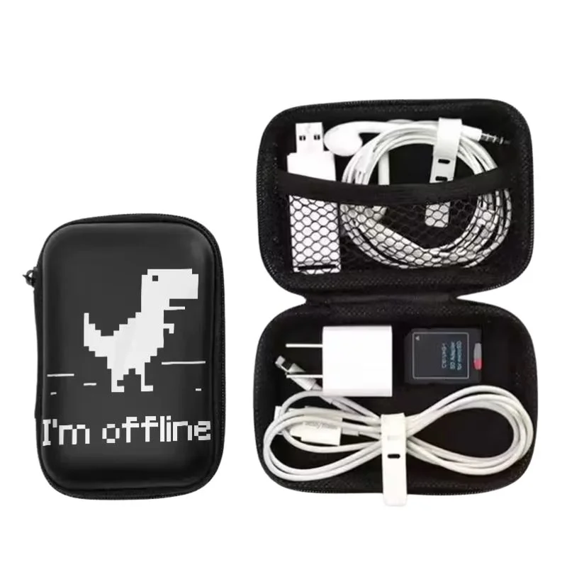 Estuche organizador dinosaurio Chrome I'm offline con compartimentos para cables