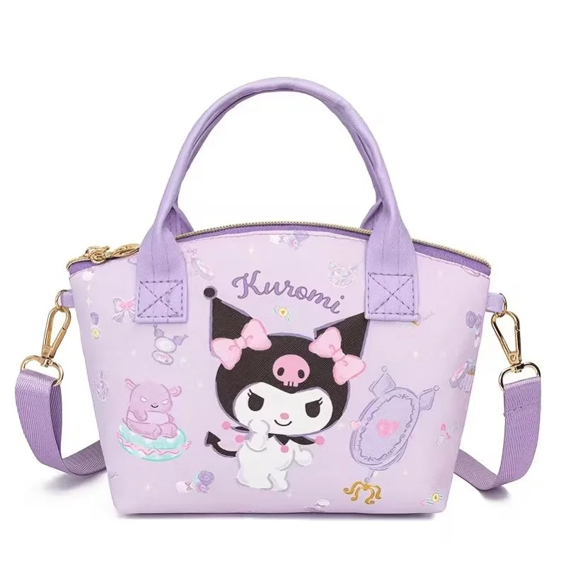 Bolso de mano Kuromi Sanrio color lavanda con correa de hombro