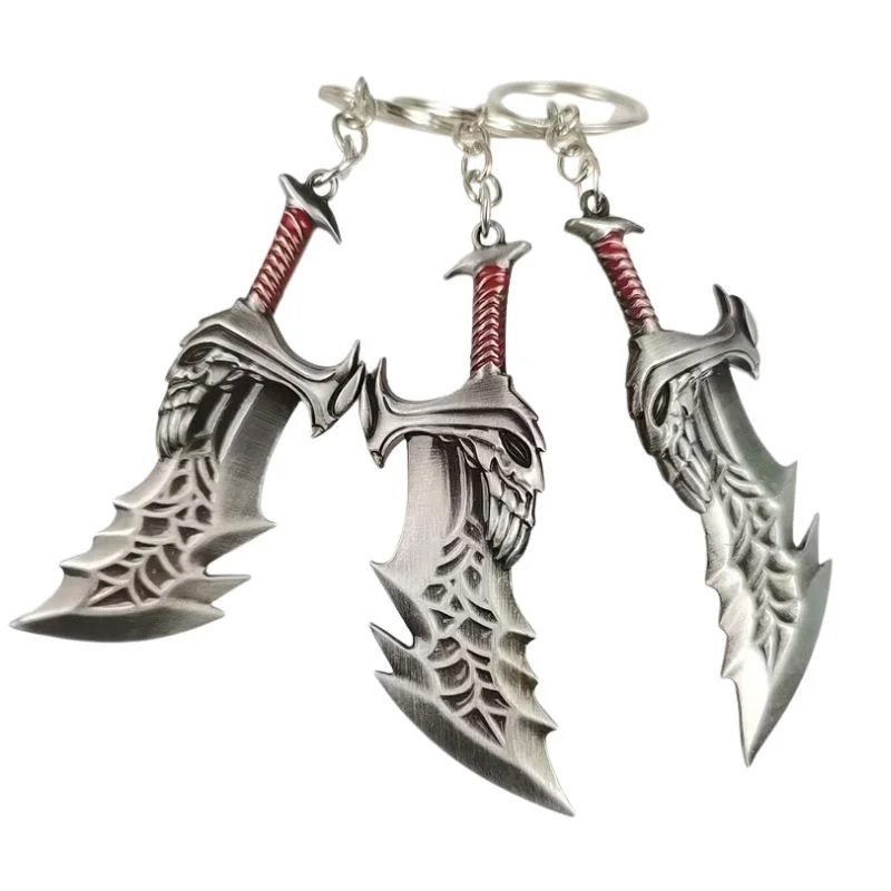 Llavero metálico Espada del Caos de God of War con tres miniaturas