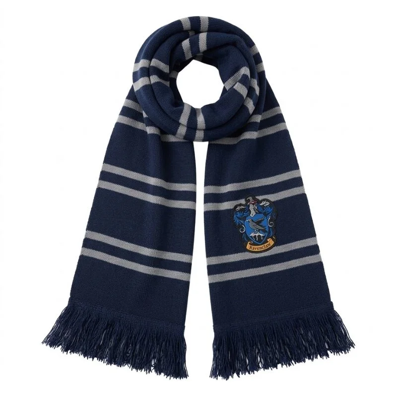 Bufanda tejida Ravenclaw azul marino con franjas grises — Harry Potter