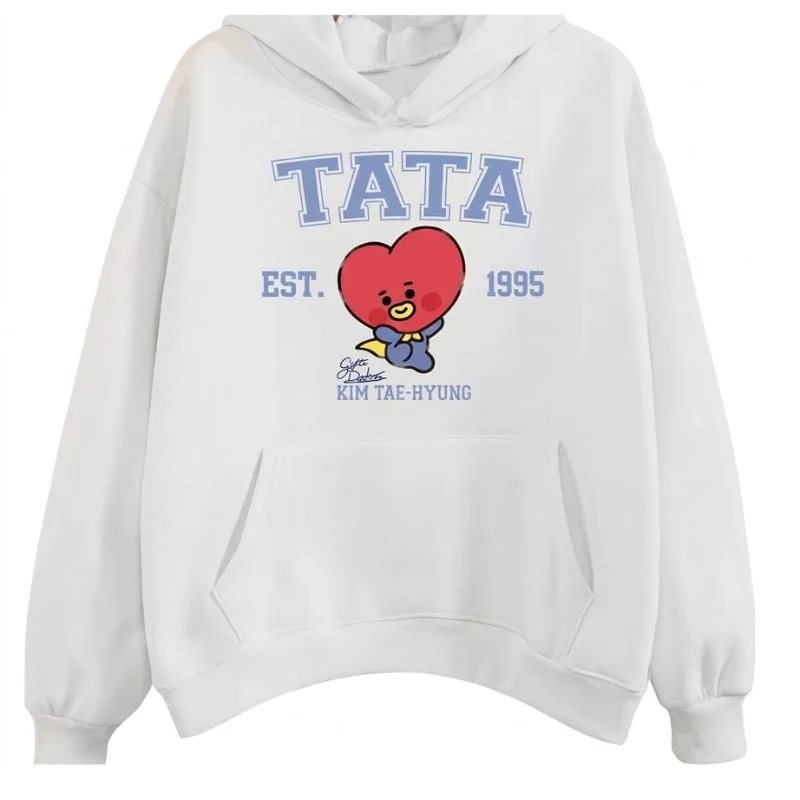 Buzo blanco Tata Kim Taehyung BTS con capucha