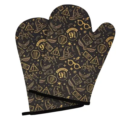 Guantes para horno Harry Potter con diseño dorado de Plataforma 9¾