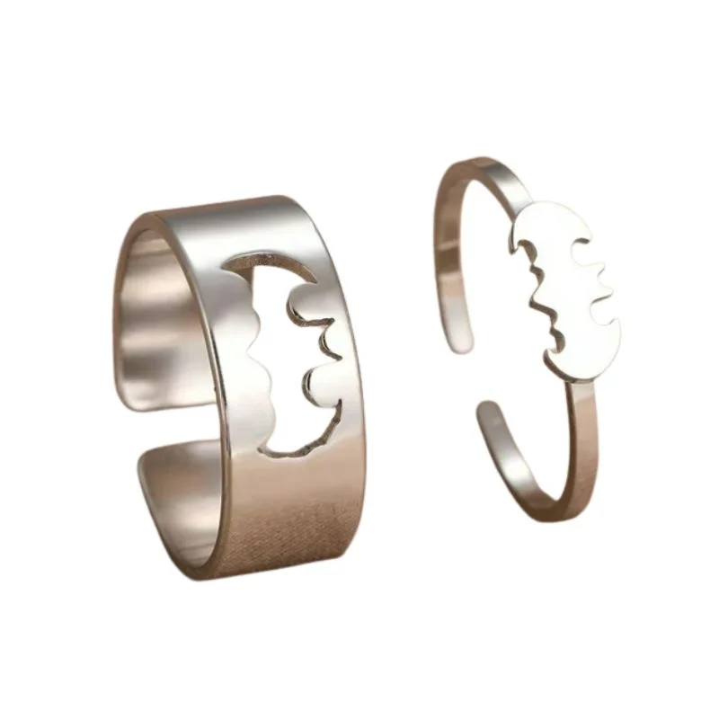 Set de 2 anillos murciélago Batman ajustables en plata