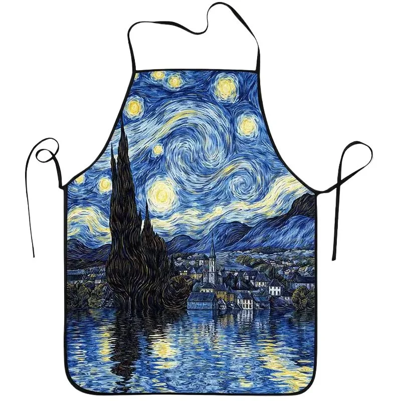Delantal de cocina con La Noche Estrellada sobre el Ródano de Van Gogh