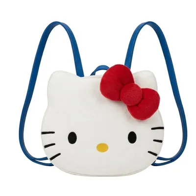 Bolso Hello Kitty cabeza blanca con lazo rojo y asas azules