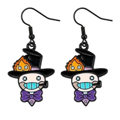 Aretes Howl y Calcifer de El Castillo Ambulante Studio Ghibli