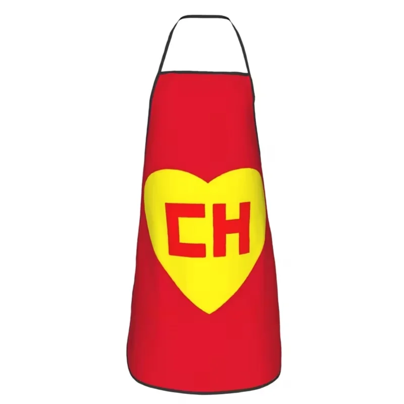 Delantal rojo El Chapulín Colorado con escudo amarillo