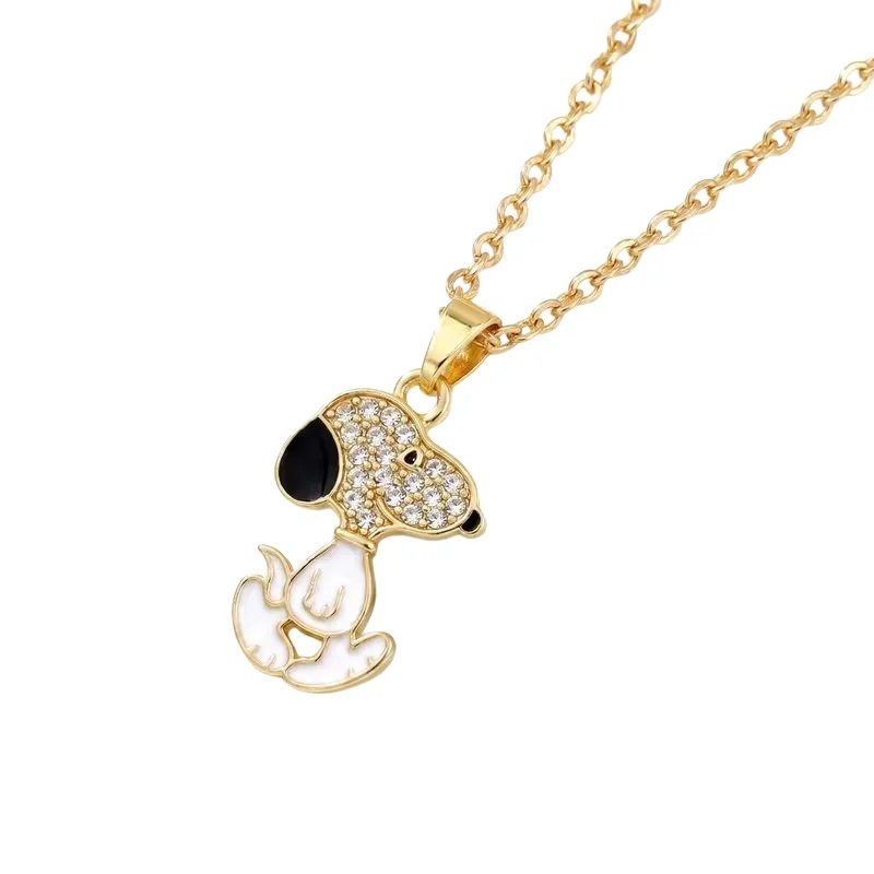Collar dorado Snoopy con cristales y cadena
