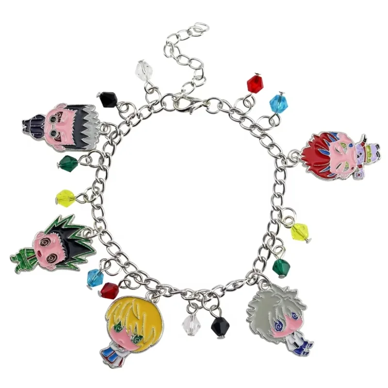 Pulsera de dijes Hunter x Hunter con personajes anime y cristales de colores