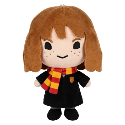 Peluche Hermione Granger con uniforme Hogwarts y bufanda Gryffindor