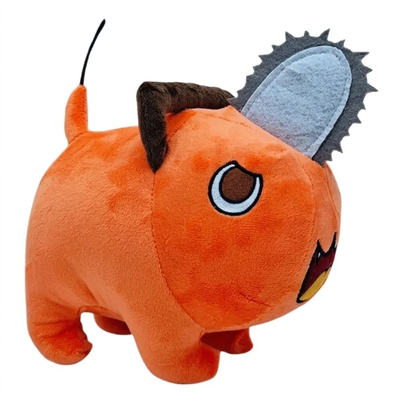 Peluche Pochita naranja de Chainsaw Man con orejas grises