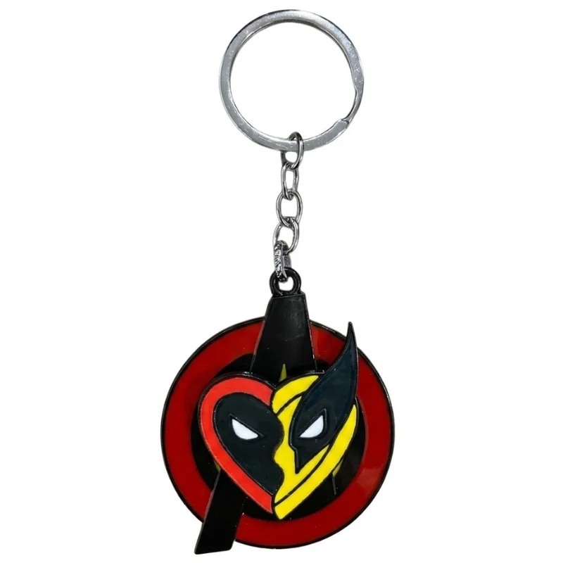 Llavero metálico Deadpool y Wolverine Marvel con diseño giratorio