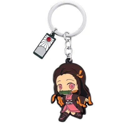 Llavero Nezuko Kamado Kimetsu no Yaiba con dije Hanafuda