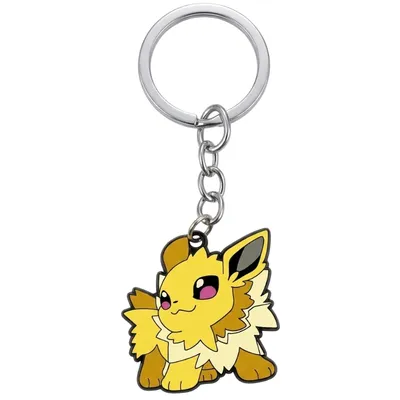 Llavero metálico Jolteon Pokémon con cadena plateada