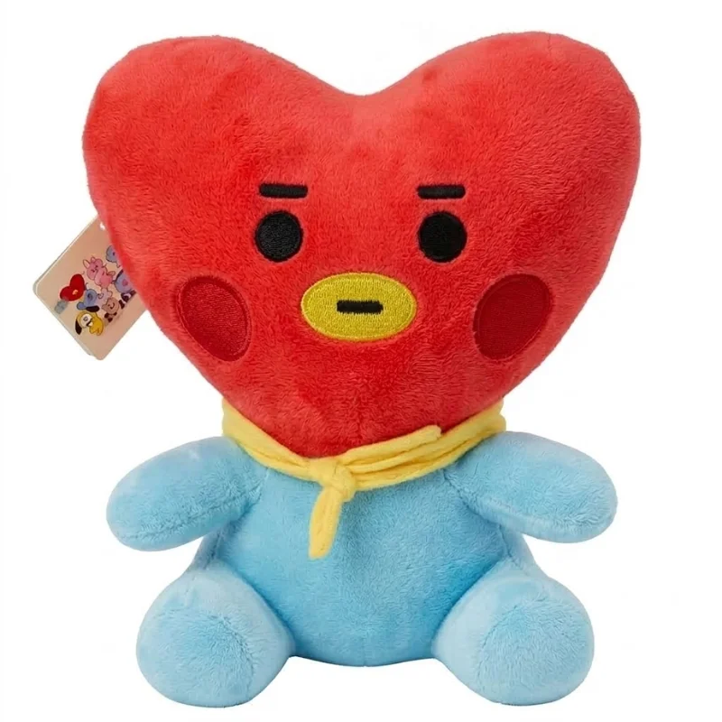 Peluche Tata BT21 rojo y azul con etiqueta oficial