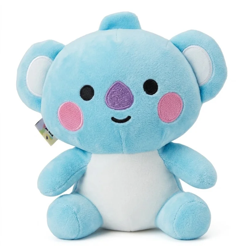 Peluche Koya BT21 azul celeste con detalles rosa y púrpura
