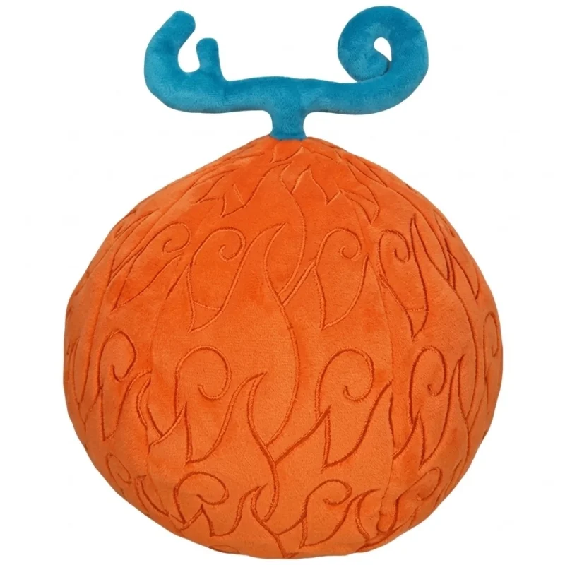 Peluche Fruta Mera Mera no Mi naranja con asas azules de One Piece