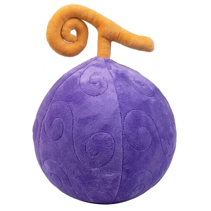 Peluche Fruta Gomu Gomu no Mi One Piece púrpura con tallo marrón