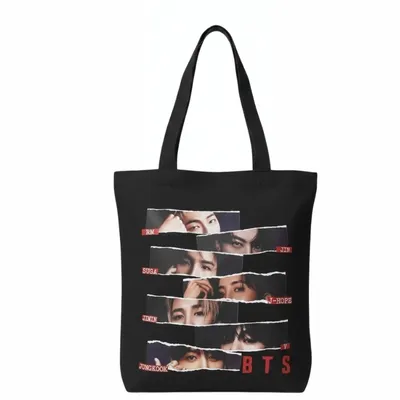 Totebag negro BTS con ojos de integrantes