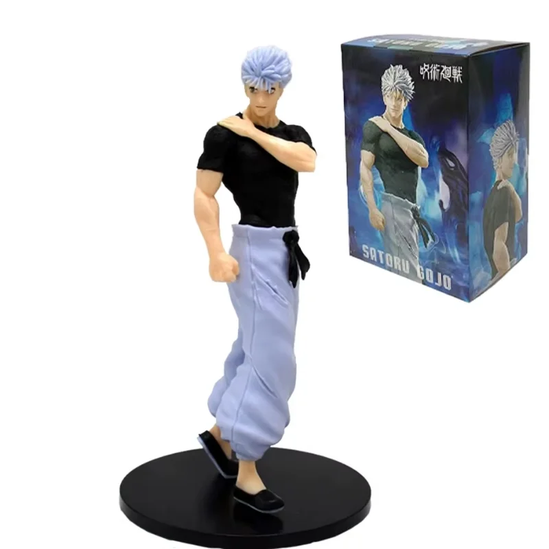 Figura Satoru Gojo Jujutsu Kaisen con cabello blanco y uniforme negro