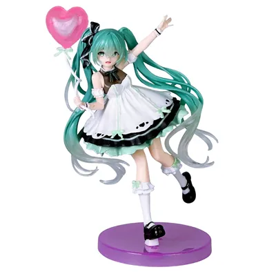 Figura Hatsune Miku versión fiesta 2025 con vestido blanco y globo de corazón