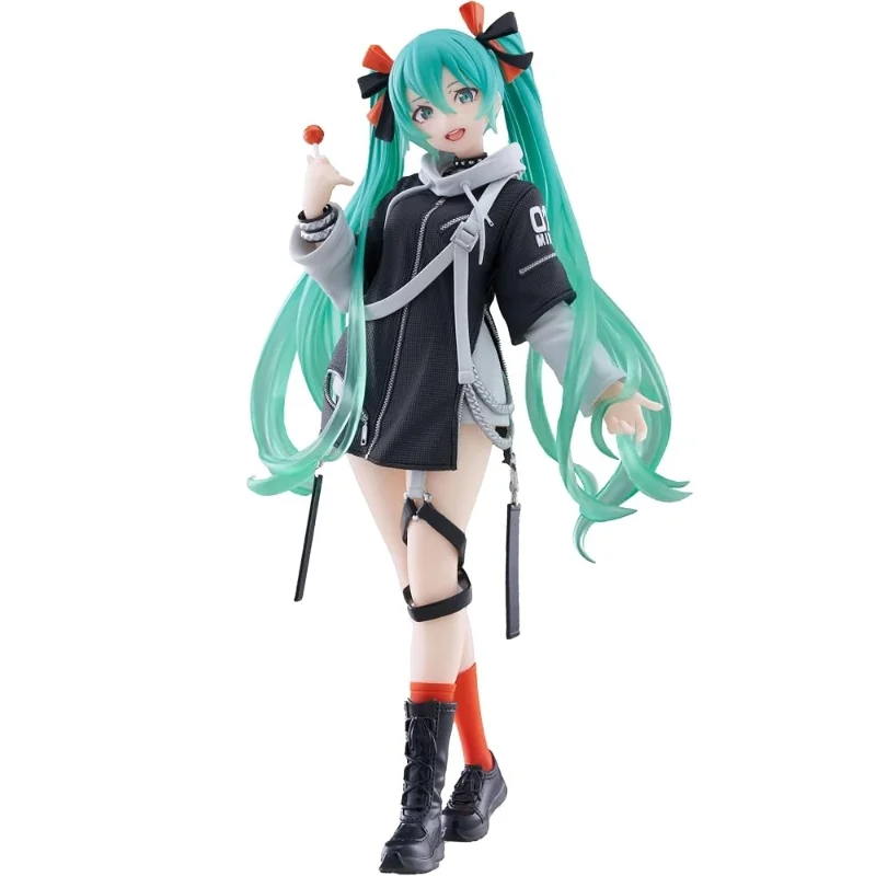 Figura Hatsune Miku versión punk con cabello turquesa y chaqueta negra