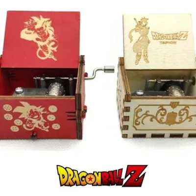 Caja musical Dragon Ball Z roja y crema con mecanismo de cuerda
