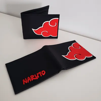 Billetera Akatsuki Naruto con nube roja en relieve y material de goma