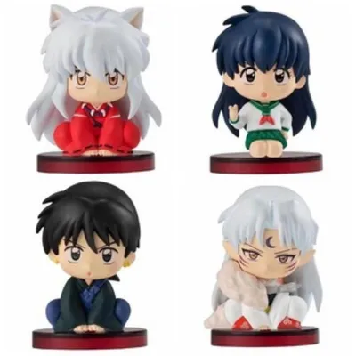 Set de 4 figuras Inuyasha sentadas estilo chibi